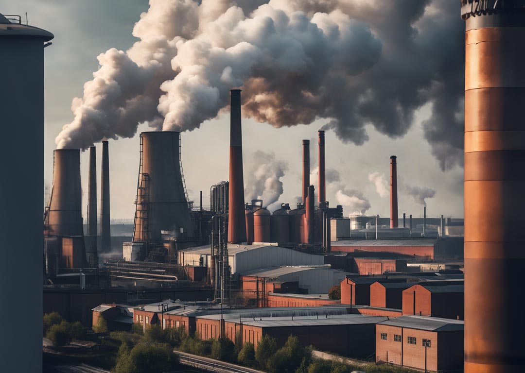 Gesetzliche-Rahmenbedingungen-für-CO2-Emissionen. Fabriken mit CO2 Ausstoss