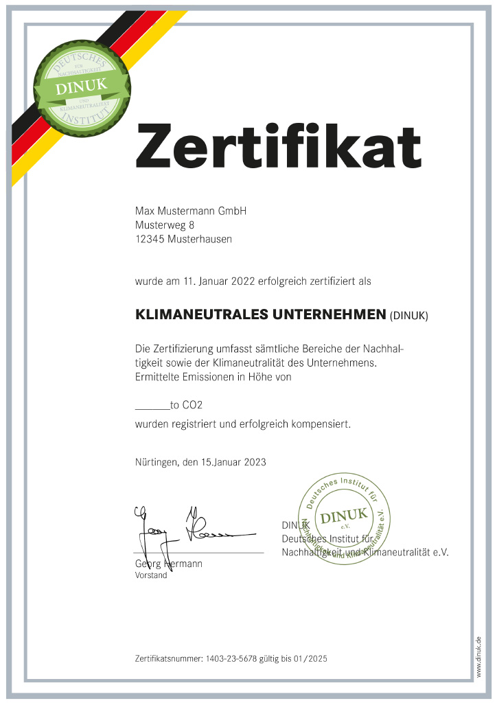 Zertifikat Nachhaltiges Unternehmen (DINUK)